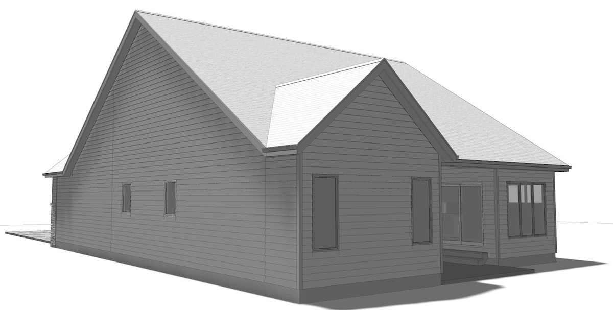 Home Plan Rear Elevation of this 2-Bedroom,1440 Sq Ft Plan -100-1205