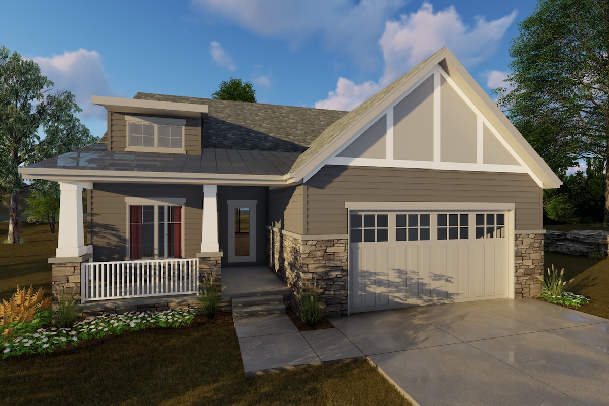2-Bedroom Craftsman home plan (ThePlanCollection: House Plan #100-1205)