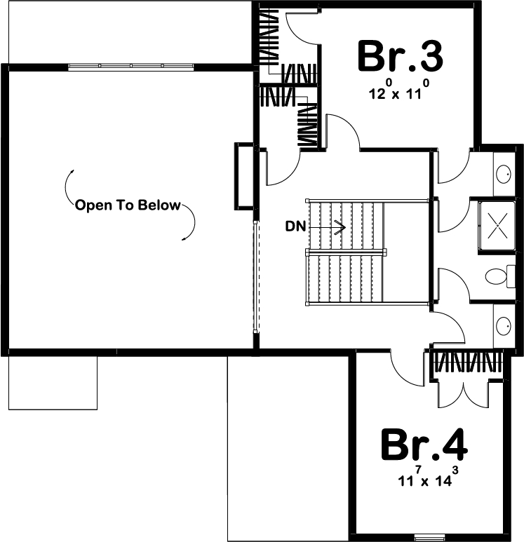 Floor Plan Second Story of Country Plan #100-1209