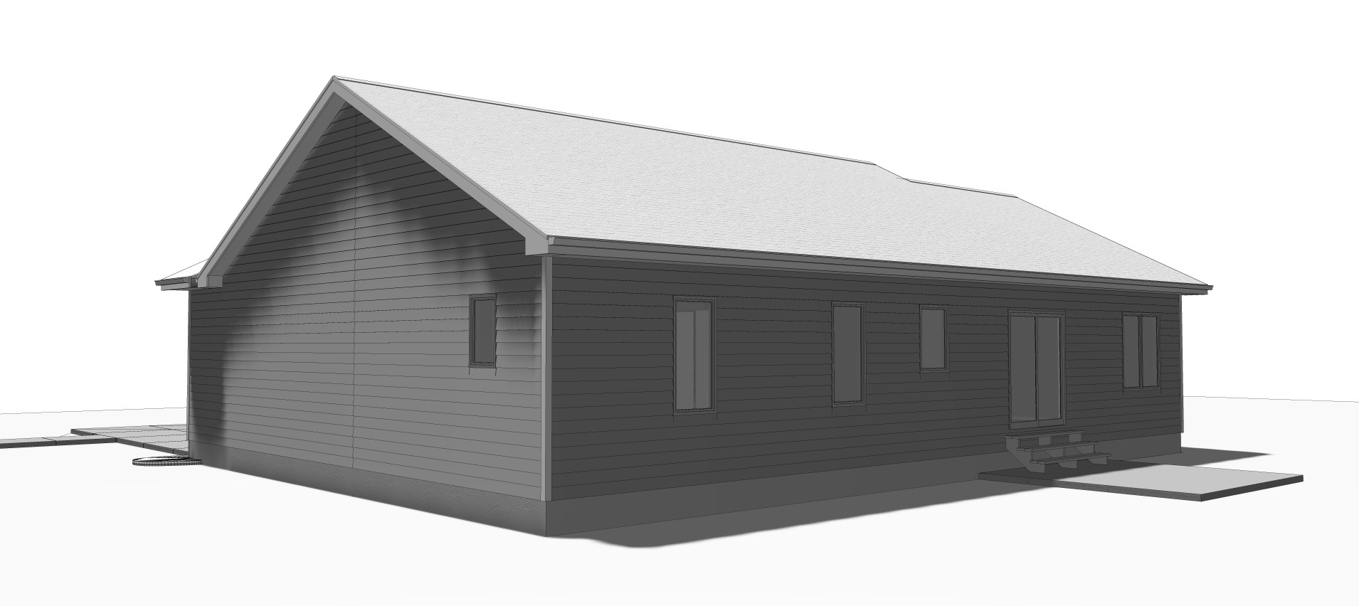 Rear View of this 3-Bedroom, 1185 Sq Ft Plan - 100-1210