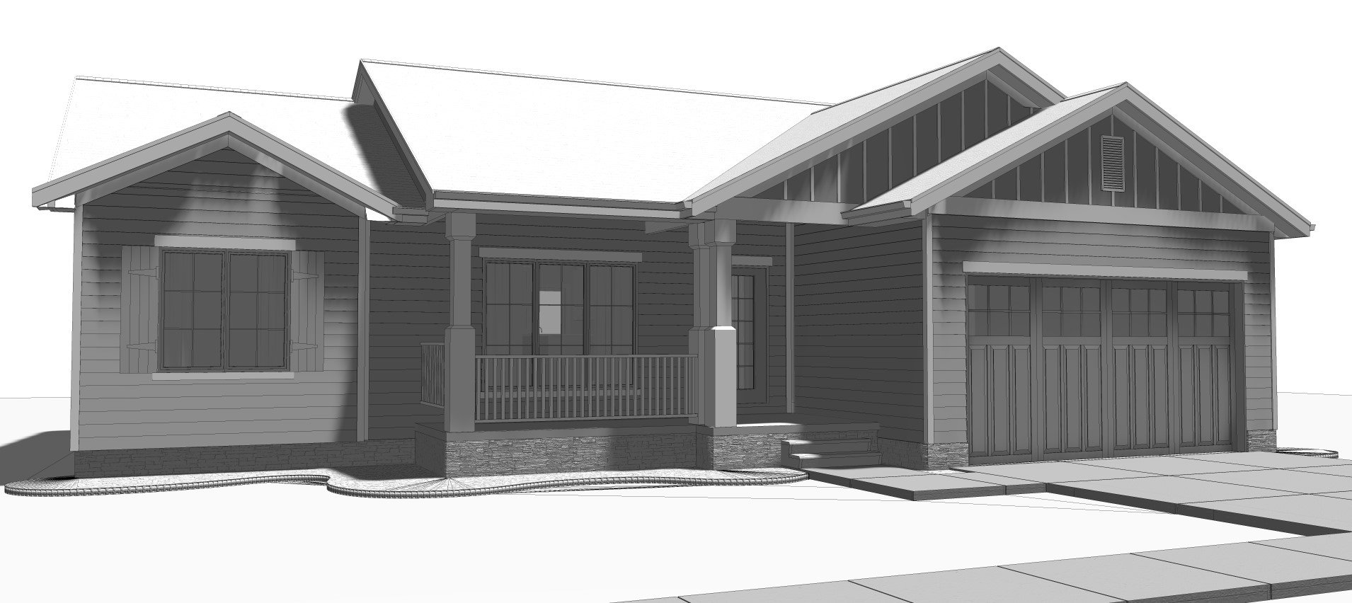 Front View of this 3-Bedroom, 1185 Sq Ft Plan - 100-1210