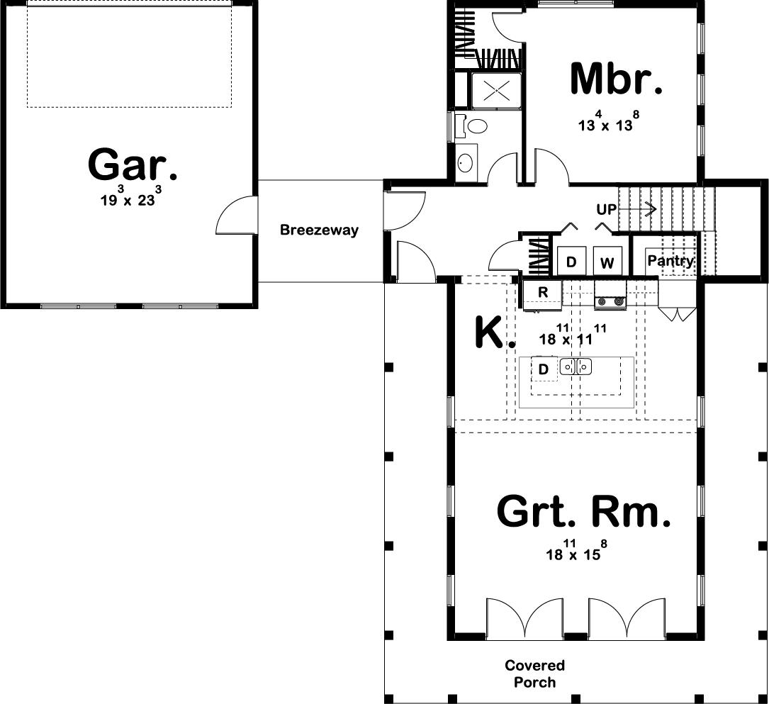 Floor Plan First Story of Farmhouse Plan #100-1211