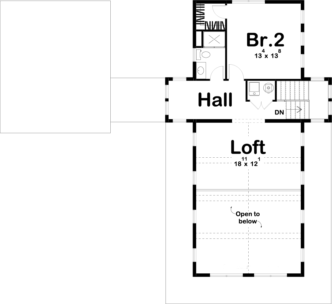 Floor Plan Second Story of Farmhouse Plan #100-1211
