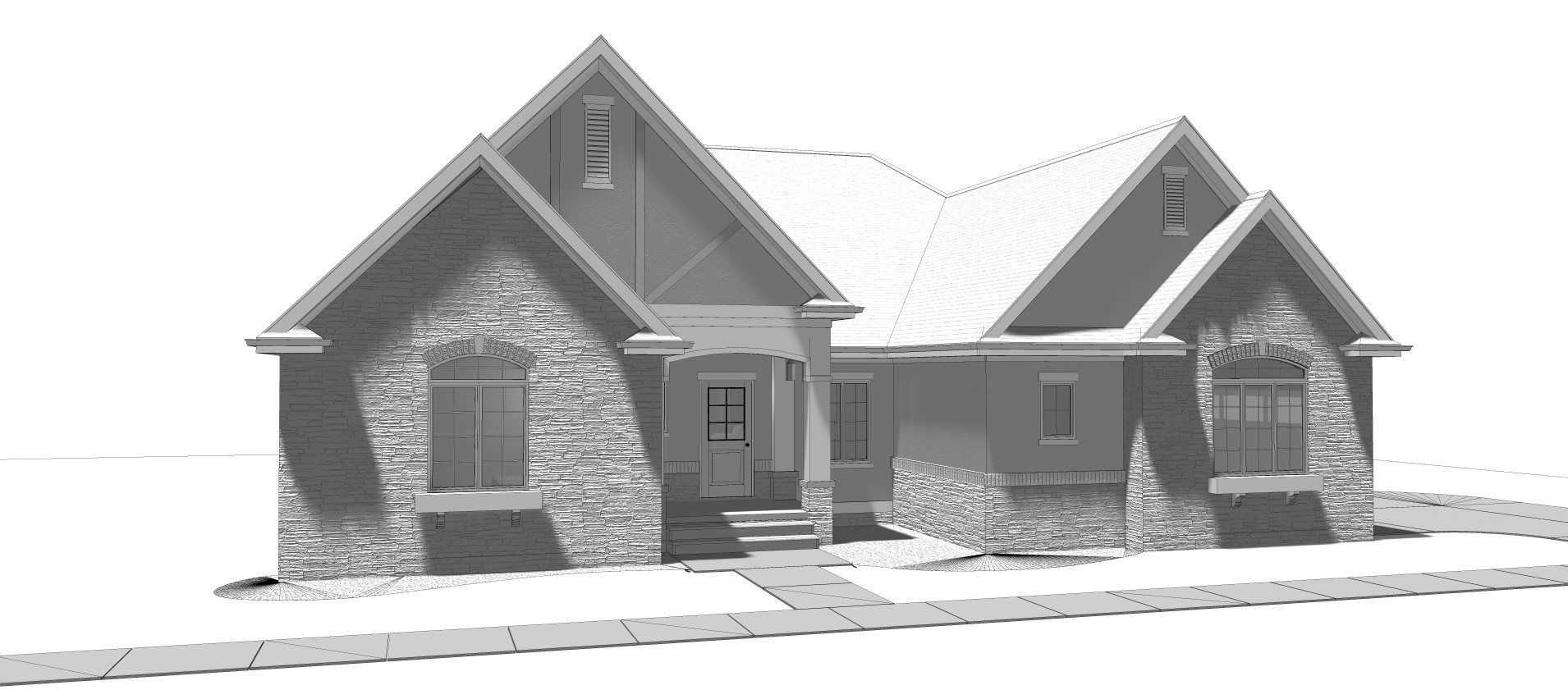 Home Plan Front Elevation of this 3-Bedroom,2193 Sq Ft Plan -100-1212