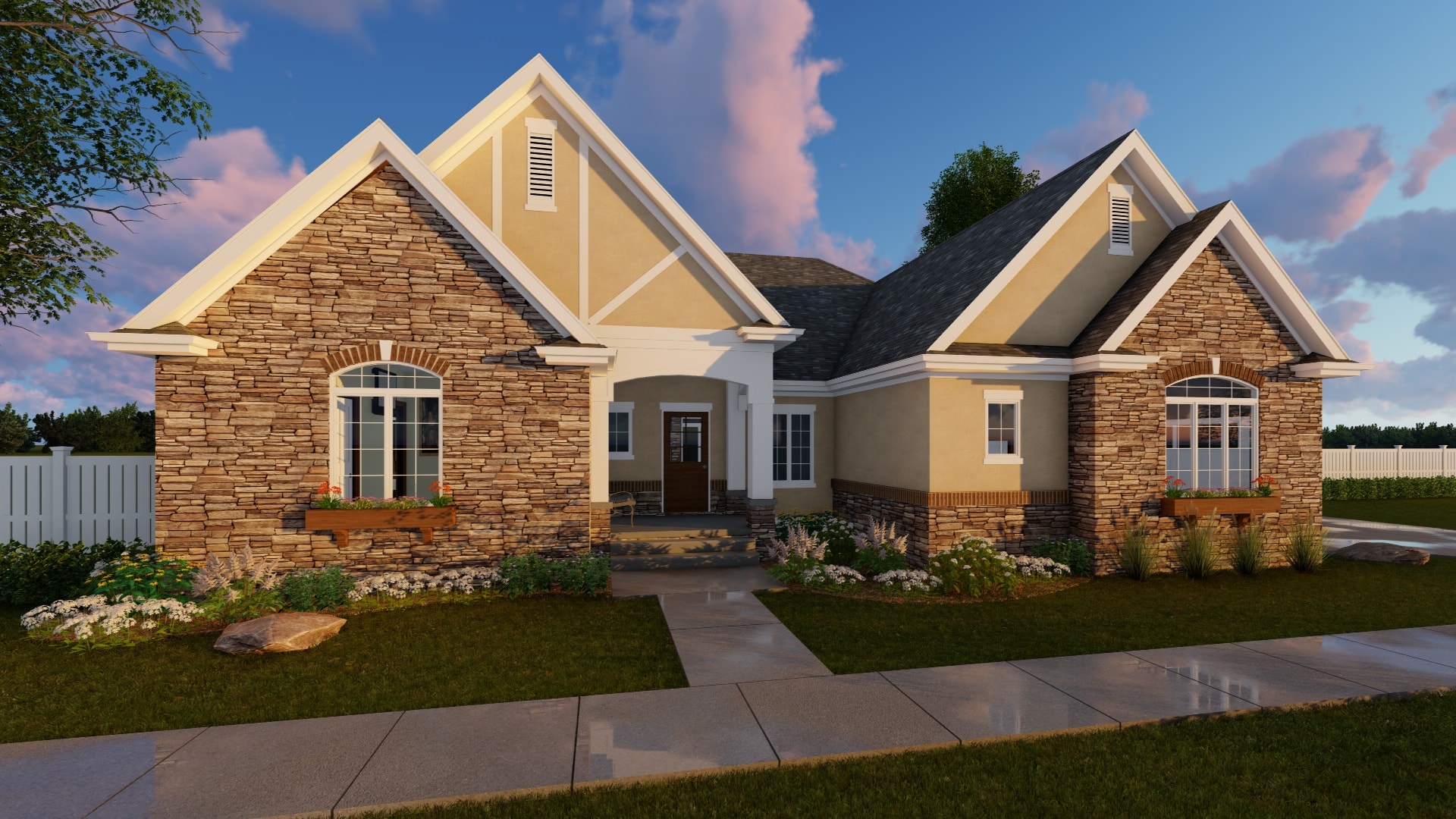 Home Plan Front Elevation of this 3-Bedroom,2193 Sq Ft Plan -100-1212