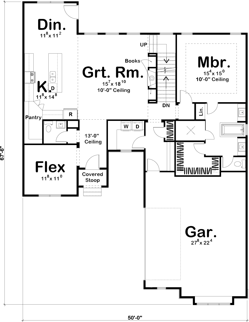 Floor Plan First Story of Prairie Plan #100-1213