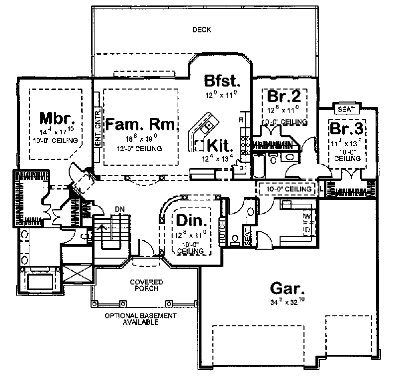 Floor Plan First Story of Traditional Plan #100-1216