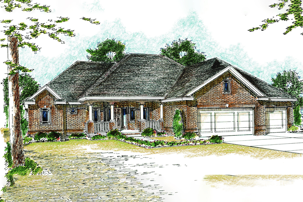 Front View of this 3-Bedroom, 2483 Sq Ft Plan - 100-1216