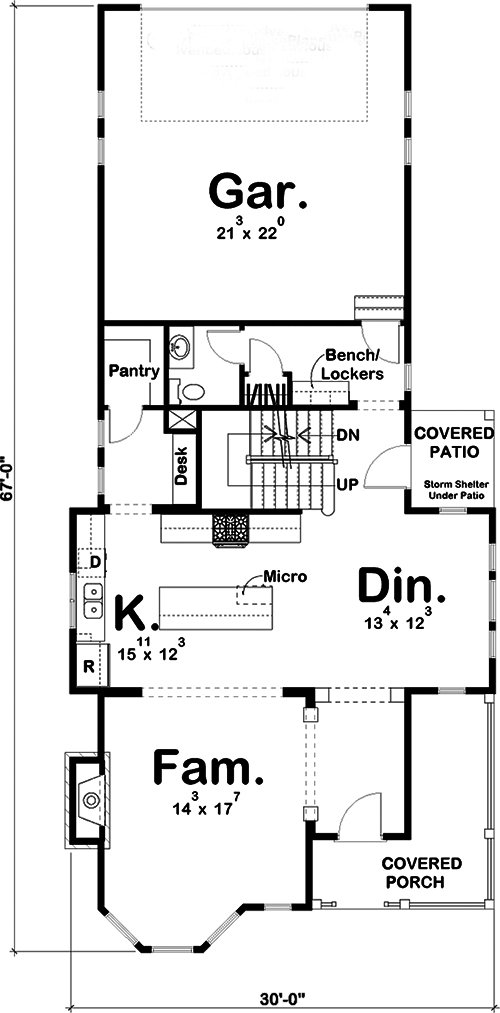 Floor Plan First Story of Victorian Plan #100-1225