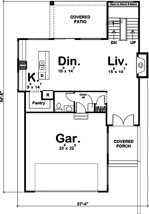 Floor Plan First Story of Contemporary Plan #100-1226