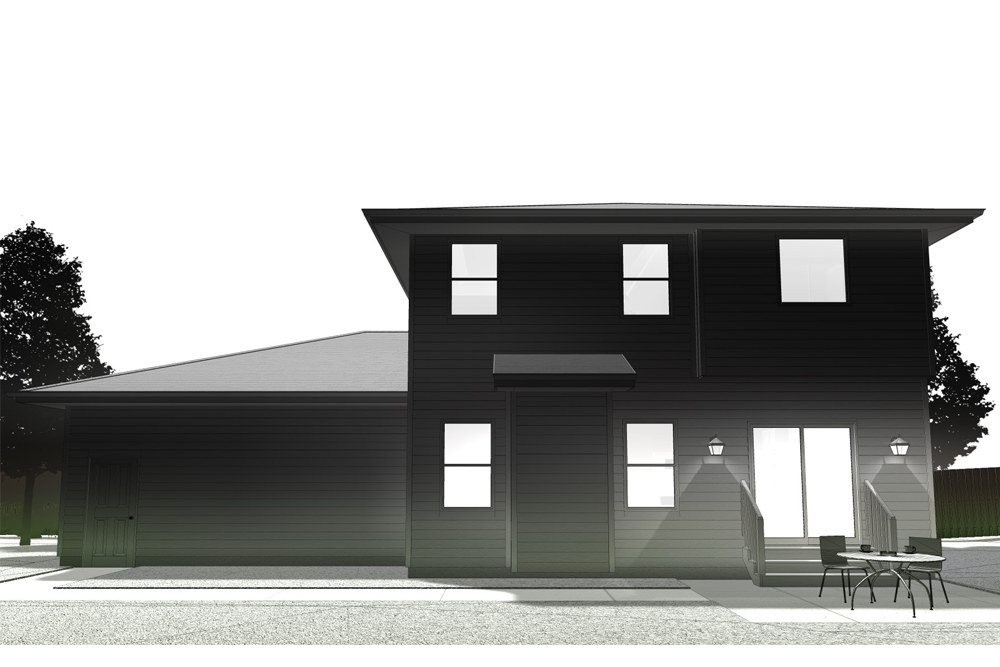 Rear View of this 3-Bedroom, 2022 Sq Ft Plan - 100-1229