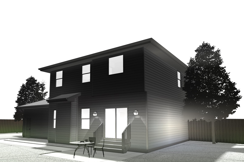 Rear View of this 3-Bedroom, 2022 Sq Ft Plan - 100-1229