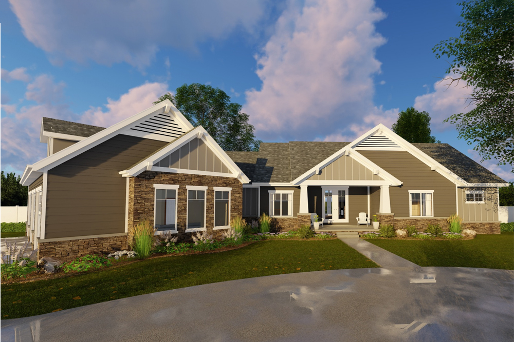 Front View of this 2-Bedroom, 2172 Sq Ft Plan - 100-1231