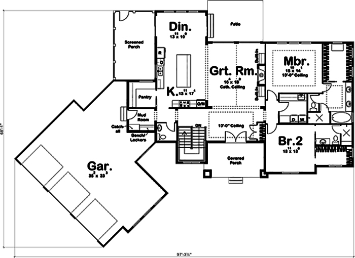 Floor Plan First Story of Craftsman Plan #100-1231