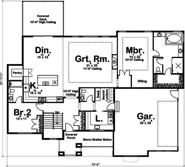 Floor Plan First Story of Craftsman Plan #100-1234
