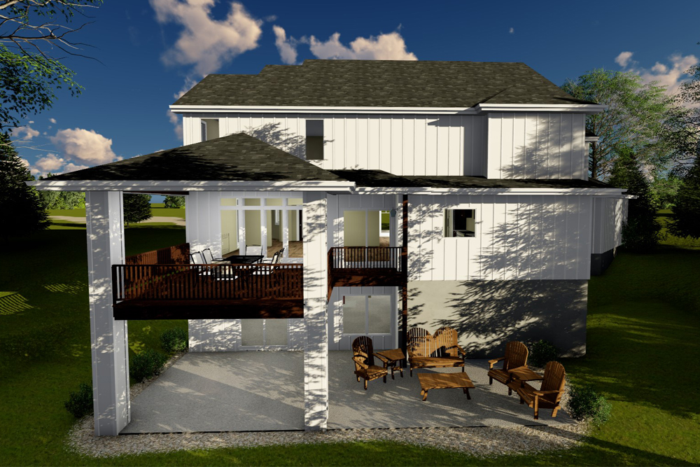 Rear View of this 4-Bedroom, 3120 Sq Ft Plan - 100-1235