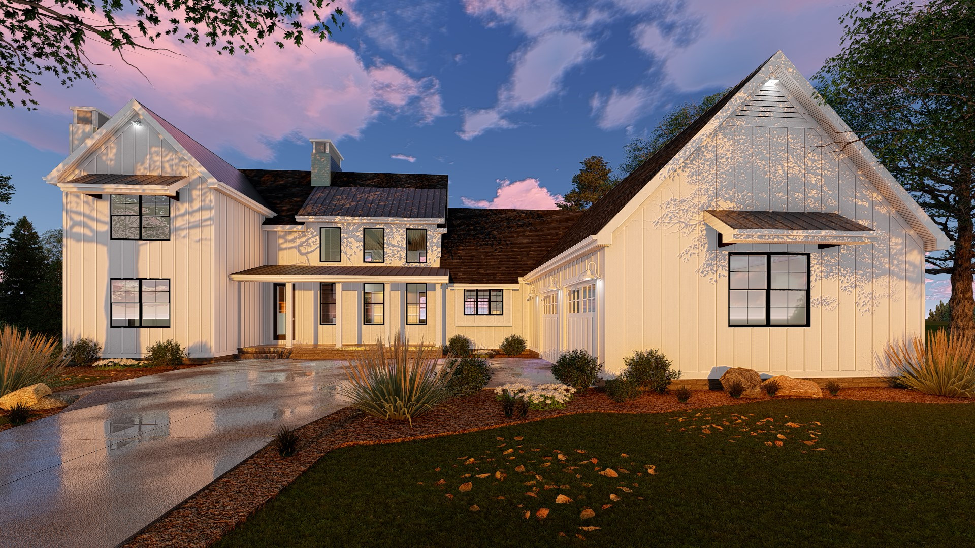 Front elevation of Farmhouse home (ThePlanCollection: House Plan #100-1236)
