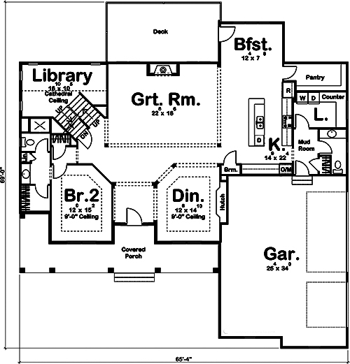 Floor Plan First Story of Farmhouse Plan #100-1238
