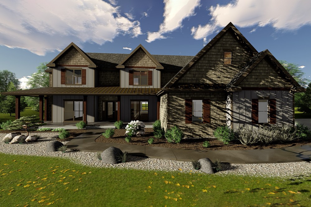 Front elevation of Farmhouse home (ThePlanCollection: House Plan #100-1238)