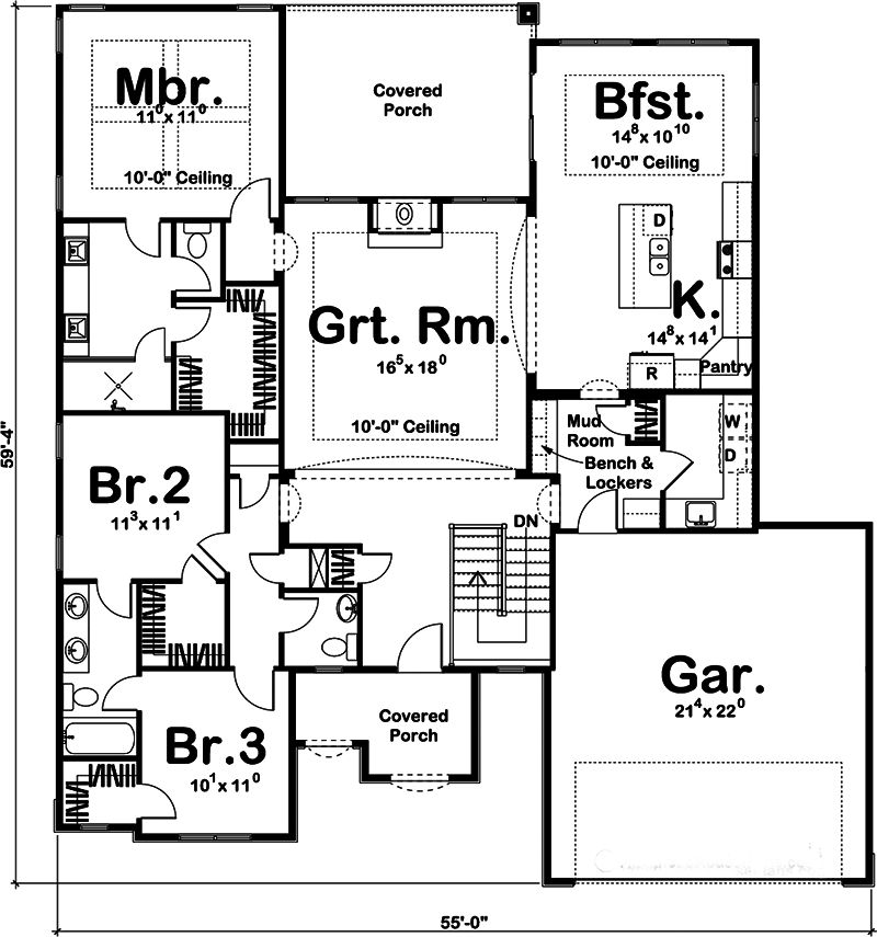 Floor Plan First Story of Mediterranean Plan #100-1239