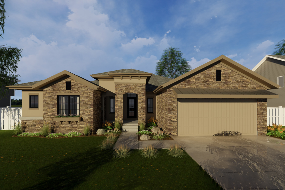 Front elevation of Mediterranean home (ThePlanCollection: House Plan #100-1239)