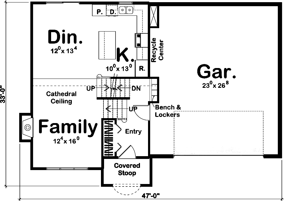 Floor Plan First Story of Craftsman Plan #100-1241