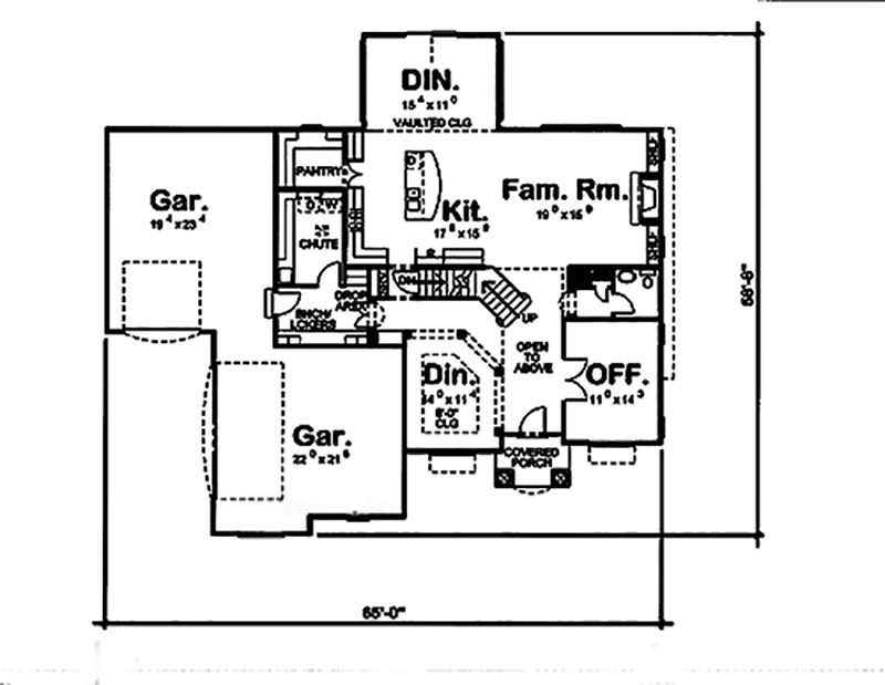 Floor Plan First Story of Traditional Plan #100-1244