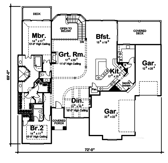 Floor Plan First Story of Contemporary Plan #100-1246