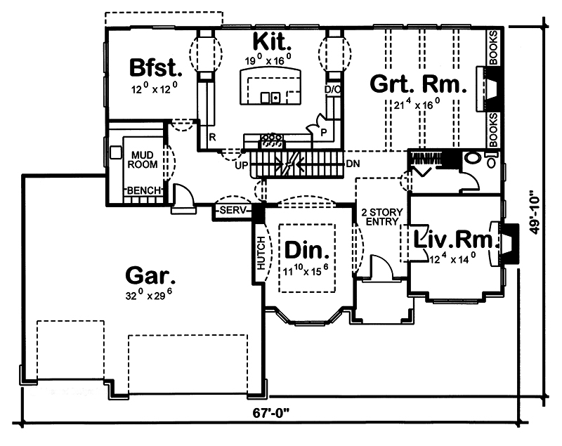Floor Plan First Story of French Plan #100-1250