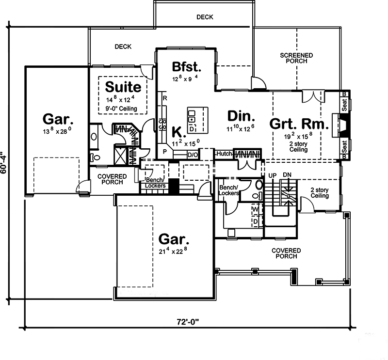 Floor Plan First Story of Craftsman Plan #100-1252