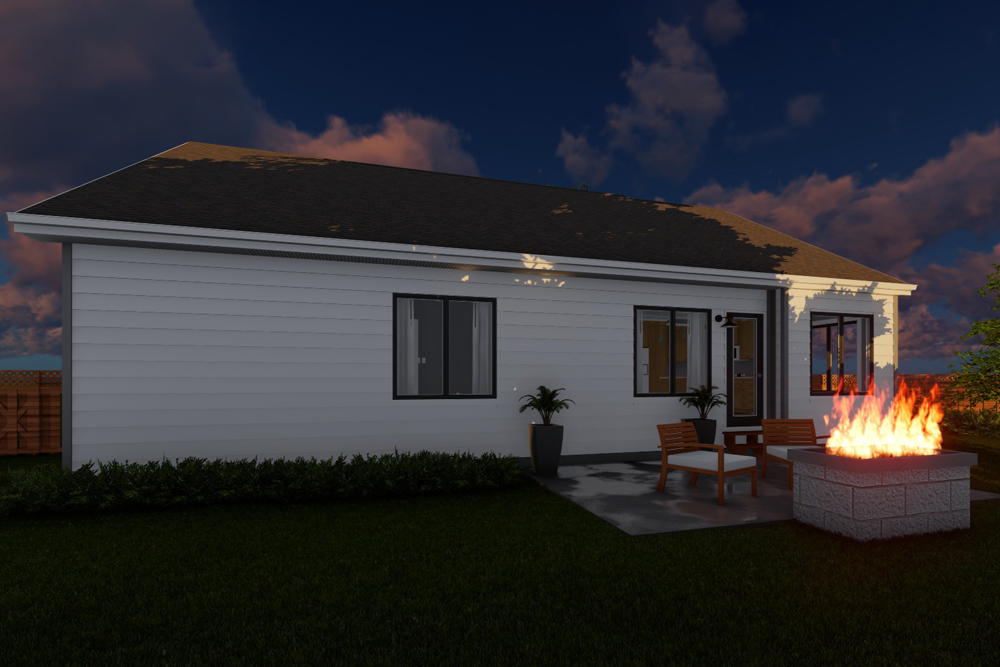 Rear View of this 3-Bedroom, 1290 Sq Ft Plan - 100-1253