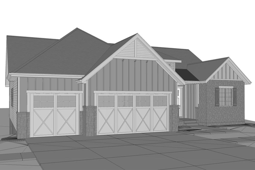 Front View of this 3-Bedroom, 2027 Sq Ft Plan - 100-1257