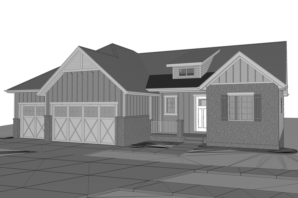 Front View of this 3-Bedroom, 2027 Sq Ft Plan - 100-1257