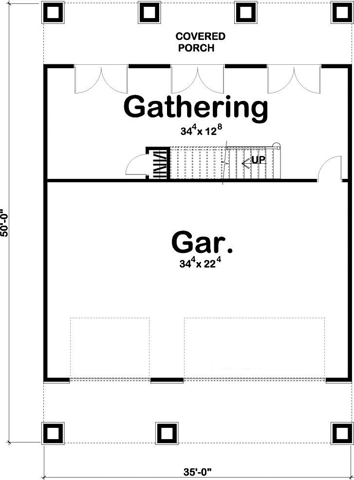 Floor Plan First Story of Garage w/Apartments Plan #100-1261