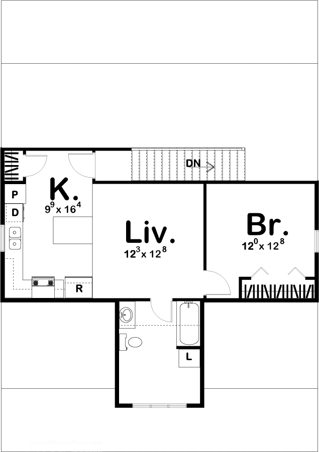 Floor Plan Second Story of Garage w/Apartments Plan #100-1261