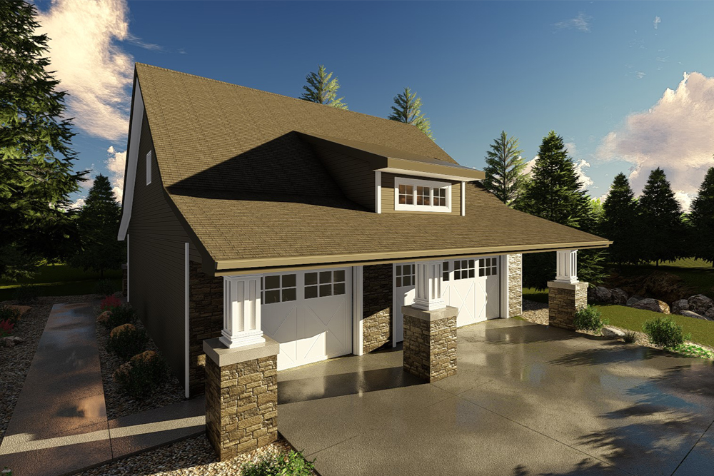Front elevation of Garage with Apartment (ThePlanCollection: House Plan #100-1261)
