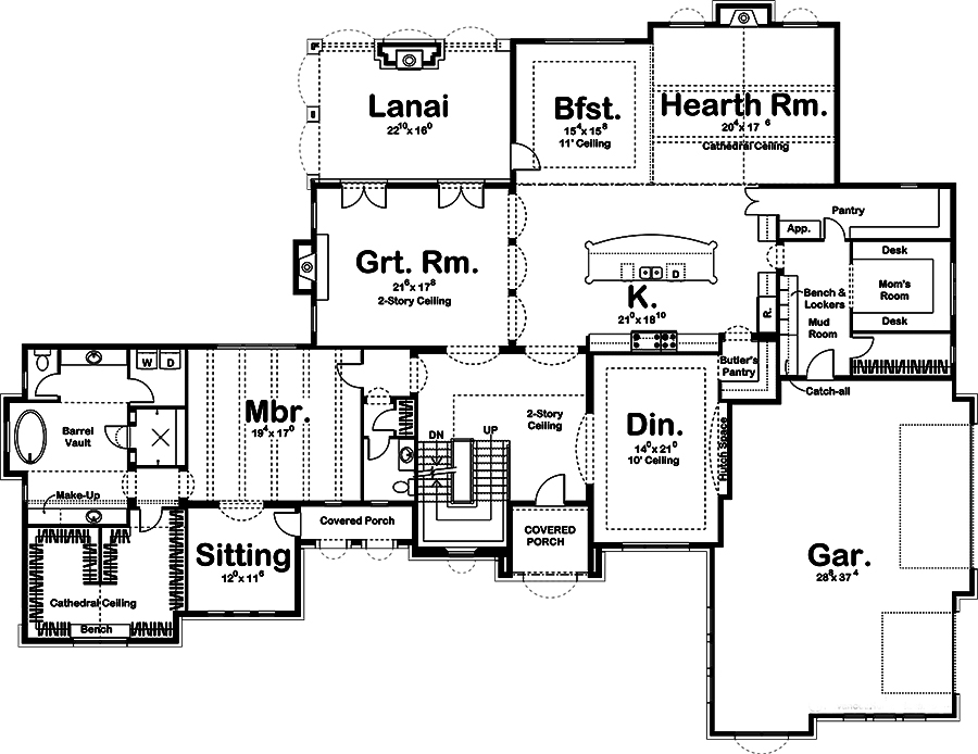 Floor Plan First Story of Mediterranean Plan #100-1262