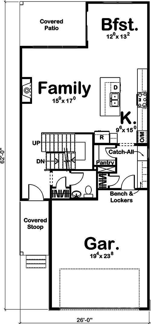 Floor Plan First Story of Traditional Plan #100-1263