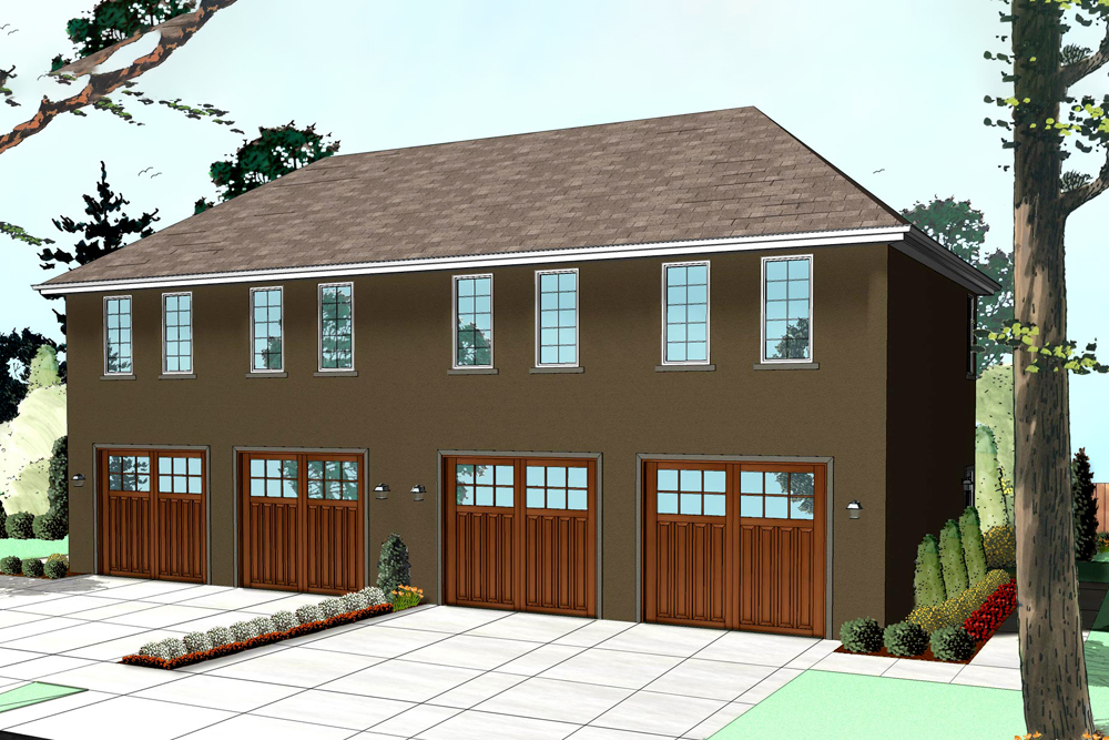 Front elevation of French home (ThePlanCollection: House Plan #100-1266)