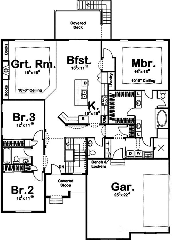 Floor Plan First Story of Mediterranean Plan #100-1267
