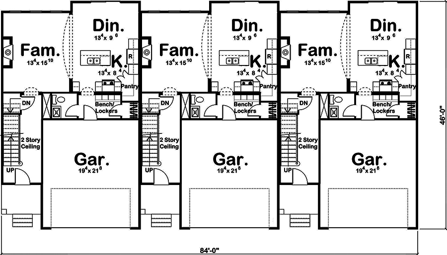 Floor Plan First Story of Traditional Plan #100-1270