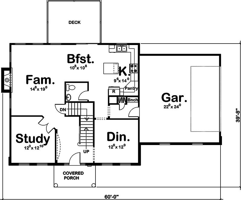 Floor Plan First Story of Colonial Plan #100-1271