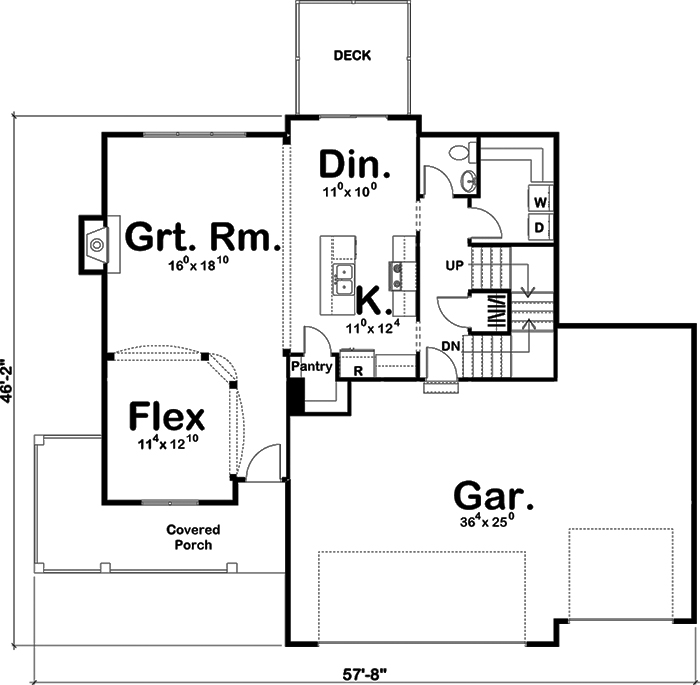 Floor Plan First Story of Traditional Plan #100-1272