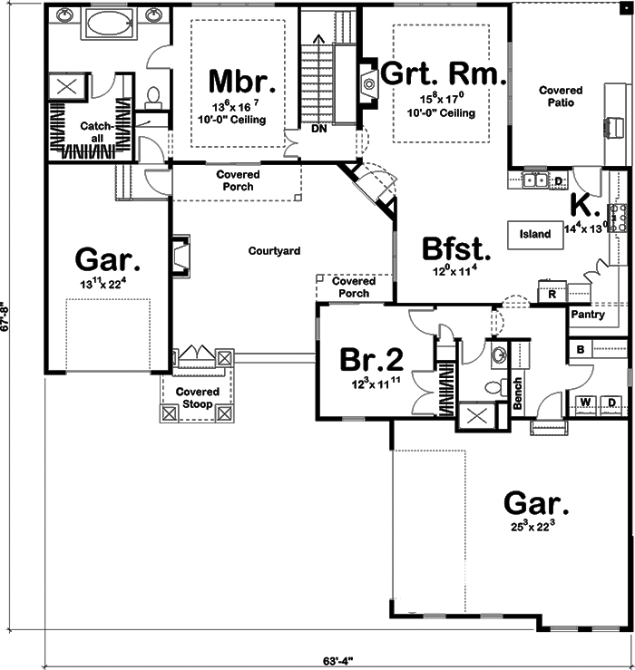 Floor Plan First Story of Mediterranean Plan #100-1273