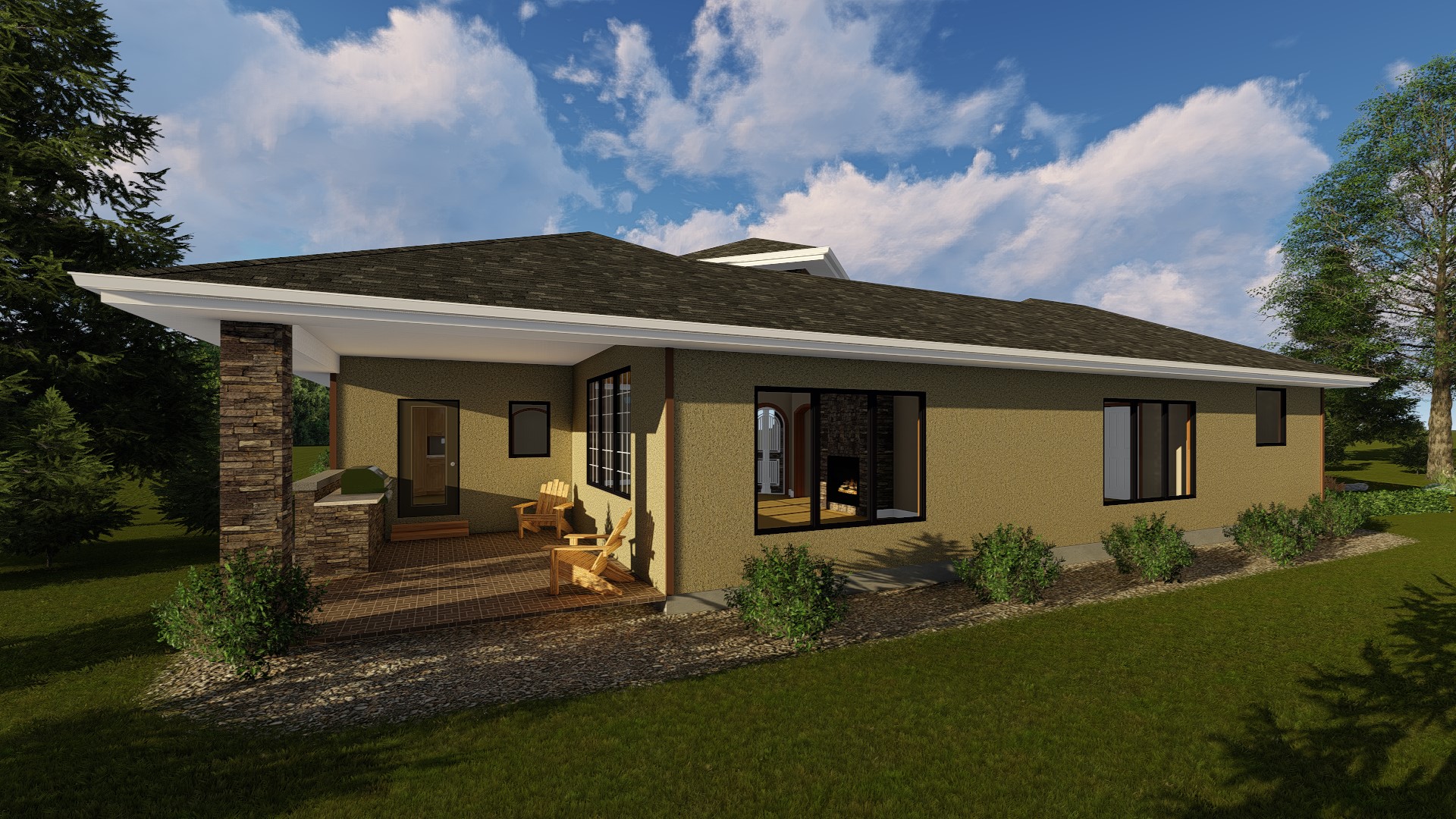 Side View of this 2-Bedroom, 1709 Sq Ft Plan - 100-1273