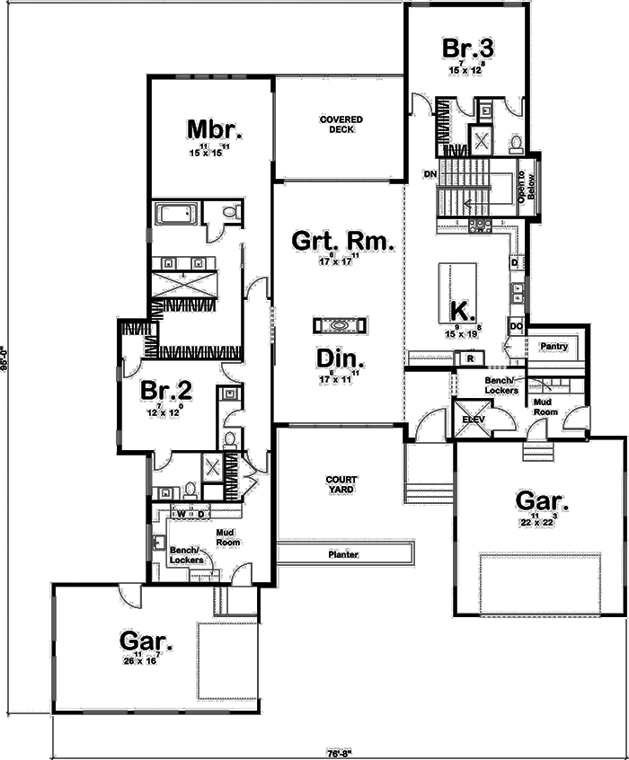 Floor Plan First Story of Modern Plan #100-1278