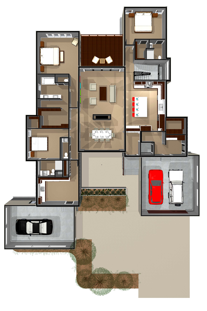 Floor Plan First Story of Modern Plan #100-1278