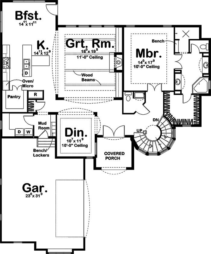 Floor Plan First Story of French Plan #100-1280