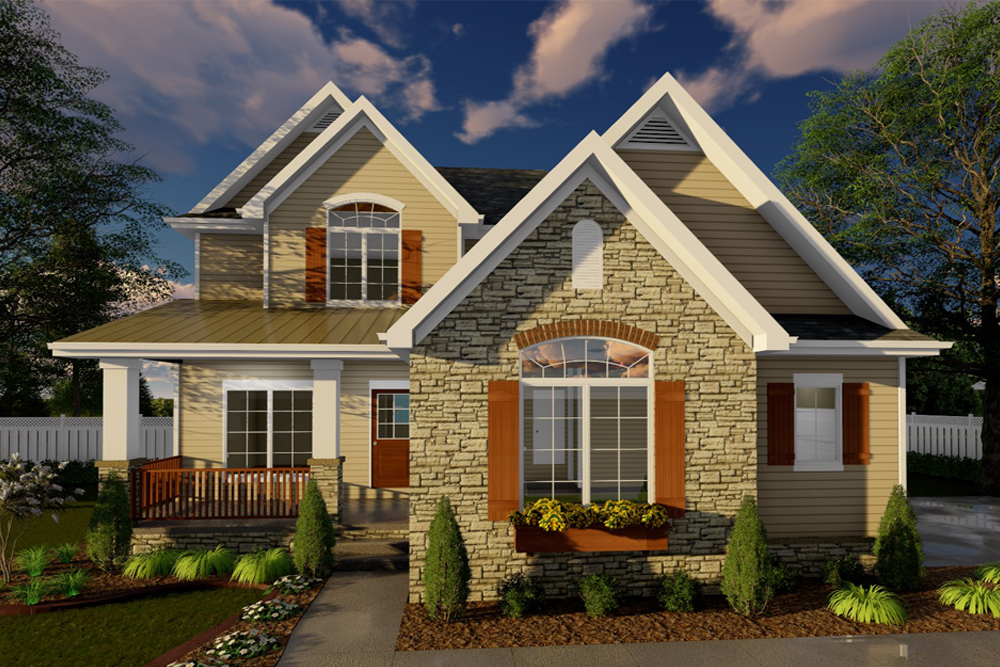Front elevation of Traditional home (ThePlanCollection: House Plan #100-1282)