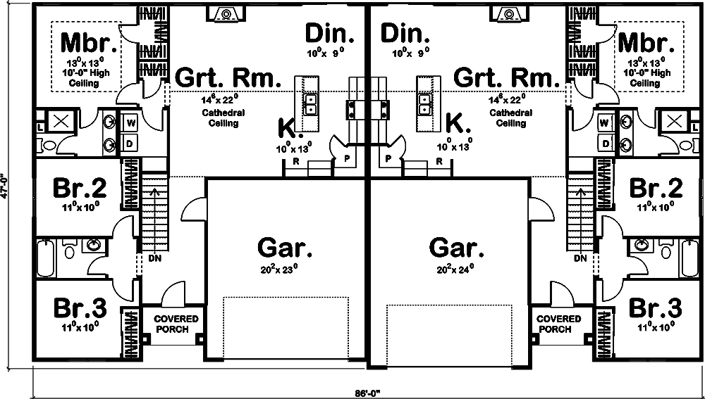 Floor Plan First Story of Multi-Unit Plan #100-1283